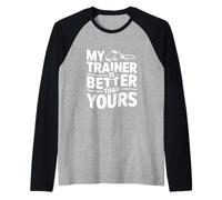 Mi Entrenador es Mejor Que el tuyo Humor Motivacional en el Gimnasio Camiseta Manga Raglan