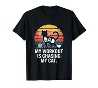 Mi Entrenamiento está Persiguiendo a mi Gato Humor Retro Camiseta