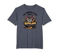 Mi Equipo de Bebidas Tiene un Problema de Bolos Humor Deportivo Divertido Camiseta, Hombre Tallas Grandes, Azul Jaspeado, 2X Alto