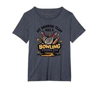 Mi Equipo de Bebidas Tiene un Problema de Bolos Humor Deportivo Divertido Camiseta, Mujer Tallas Grandes, Azul Jaspeado, 2XL Grande