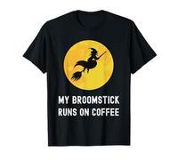 Mi Escoba se Ejecuta en café Volando Bruja Amante de la cafeína Camiseta