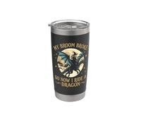 Mi escoba se rompió así que ahora monté un dragón Halloween bruja Vaso térmico de acero inoxidable de doble pared