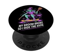 Mi escoba se rompió, así que monté el bombo de Halloween PopSockets PopGrip Adhesivo