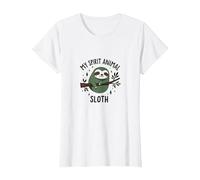 Mi espíritu Perezoso Animal: Lindo día Perezoso Amante de la Naturaleza Camiseta, Mujer, Blanco, M