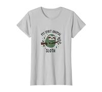 Mi espíritu Perezoso Animal: Lindo día Perezoso Amante de la Naturaleza Camiseta, Mujer, Plata, L