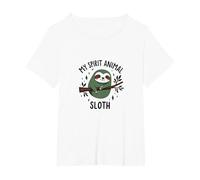 Mi espíritu Perezoso Animal: Lindo día Perezoso Amante de la Naturaleza Camiseta, Mujer Tallas Grandes, Blanco, 3XL Grande