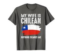 Mi Esposa es chilena Bandera del Orgullo de Chile raíces del Patrimonio Orgulloso Camiseta, Hombre, Asfalto, 6XL