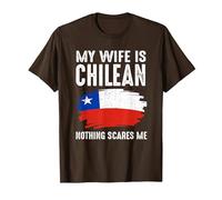 Mi Esposa es chilena Bandera del Orgullo de Chile raíces del Patrimonio Orgulloso Camiseta, Hombre, Marrón, XXL