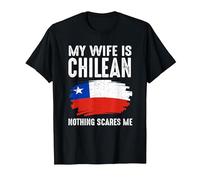Mi Esposa es chilena Bandera del Orgullo de Chile raíces del Patrimonio Orgulloso Camiseta, Hombre, Negro, XXL