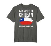 Mi Esposa es chilena Bandera del Orgullo de Chile raíces del Patrimonio Orgulloso Camiseta, Hombre Tallas Grandes, Asfalto, 3X Alto