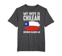 Mi Esposa es chilena Bandera del Orgullo de Chile raíces del Patrimonio Orgulloso Camiseta, Hombre Tallas Grandes, Jaspeado Oscuro, 5X Alto