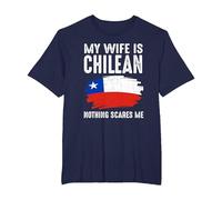 Mi Esposa es chilena Bandera del Orgullo de Chile raíces del Patrimonio Orgulloso Camiseta, Hombre Tallas Grandes, Azul Marino, 4X Alto
