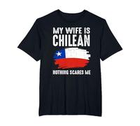 Mi Esposa es chilena Bandera del Orgullo de Chile raíces del Patrimonio Orgulloso Camiseta, Hombre Tallas Grandes, Negro, 6X Alto