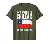 Mi Esposa es chilena Bandera del Orgullo de Chile raíces del Patrimonio Orgulloso Camiseta, Hombre, Verde Oliva, XXL