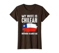 Mi Esposa es chilena Bandera del Orgullo de Chile raíces del Patrimonio Orgulloso Camiseta, Mujer, Marrón, XS