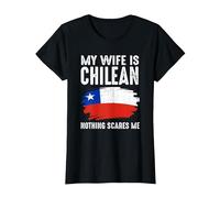 Mi Esposa es chilena Bandera del Orgullo de Chile raíces del Patrimonio Orgulloso Camiseta, Mujer, Negro, XL