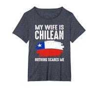 Mi Esposa es chilena Bandera del Orgullo de Chile raíces del Patrimonio Orgulloso Camiseta, Mujer Tallas Grandes, Azul Jaspeado, 2XL Grande