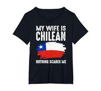 Mi Esposa es chilena Bandera del Orgullo de Chile raíces del Patrimonio Orgulloso Camiseta, Mujer Tallas Grandes, Negro, 1XL Grande
