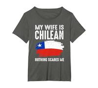 Mi Esposa es chilena Bandera del Orgullo de Chile raíces del Patrimonio Orgulloso Camiseta, Mujer Tallas Grandes, Asfalto, 2XL Grande
