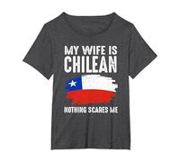 Mi Esposa es chilena Bandera del Orgullo de Chile raíces del Patrimonio Orgulloso Camiseta, Mujer Tallas Grandes, Jaspeado Oscuro, 2XL Grande