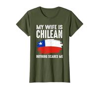 Mi Esposa es chilena Bandera del Orgullo de Chile raíces del Patrimonio Orgulloso Camiseta, Mujer, Verde Oliva, L
