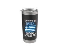 Mi esposa es griega nada me asusta esposo divertido Vaso térmico de acero inoxidable de doble pared