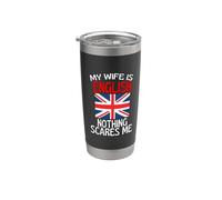 Mi esposa es inglés nada me asusta esposo divertido Vaso térmico de acero inoxidable de doble pared