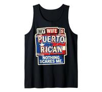Mi Esposa es puertorriqueña Nada me Asusta Divertido Marido Camiseta sin Mangas
