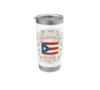 Mi esposa es puertorriqueña Nada me asusta Marido Boricua Vaso térmico de acero inoxidable de doble pared