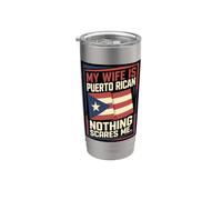 Mi esposa es puertorriqueña Nada me asusta Marido Boricua Vaso térmico de acero inoxidable de doble pared