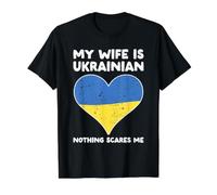 Mi Esposa es ucraniana Nada me Asusta Corazón por Marido Camiseta gráfica económica, Hombre, Negro, S