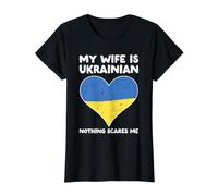 Mi Esposa es ucraniana Nada me Asusta Corazón por Marido Camiseta gráfica económica, Mujer, Negro, M