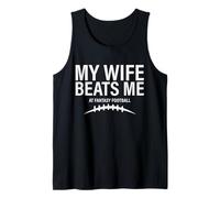 Mi Esposa me golpea en Fantasy Football Player Draft Party Juego de Palabras Camiseta sin Mangas
