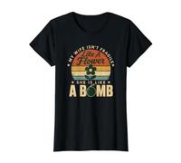 mi Esposa no es frágil como una Flor, Ella es como una Bomba Graciosa Camiseta gráfica económica, Mujer, Negro, L