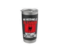 Mi esposo es albanés nada me asusta esposo divertido Vaso térmico de acero inoxidable de doble pared