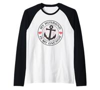 Mi Esposo es mi Ancla náutica temática náutica navegando Esposa Camiseta Manga Raglan
