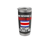 Mi esposo es puertorriqueño nada me asusta esposo divertido Vaso térmico de acero inoxidable de doble pared