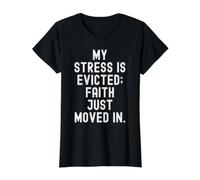 mi estrés es desalojado fe Acaba de moverse en Inspiración Camiseta gráfica económica, Mujer, Negro, M