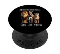 Mi ex Tiene 3 Animales espirituales: león, Culo, Guepardo, Malvado ex PopSockets PopGrip Adhesivo