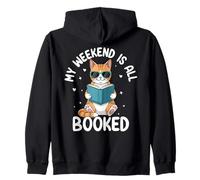 Mi Fin de Semana está Reservado Amante de la Lectura de Gatos Sudadera con Capucha