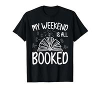 Mi Fin de Semana está Reservado Amante de los Libros Divertidos Camiseta gráfica económica, Hombre, Negro, S