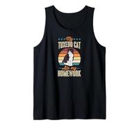 Mi Gato de Esmoquin se comió mis Deberes, Divertido Gato de Estilo Retro Camiseta sin Mangas