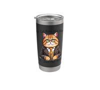 Mi gato dirige esta casa Solo pago alquiler Amante de los gatos Vaso térmico de acero inoxidable de doble pared