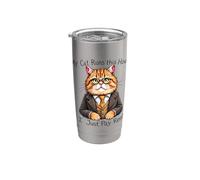 Mi gato dirige esta casa Solo pago alquiler Amante de los gatos Vaso térmico de acero inoxidable de doble pared