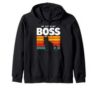 Mi Gato es el Jefe, Divertido, dueño de un Gato, Retro, Vintage, Lindo Gatito Sudadera con Capucha