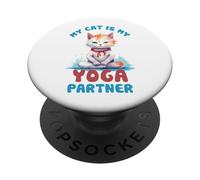 Mi Gato es mi compañero de Yoga Divertido PopSockets PopGrip Adhesivo