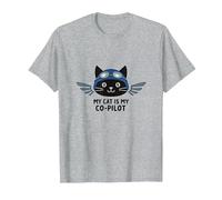 Mi Gato es mi copiloto: Aviator Kitty Adventure Camiseta, Hombre, Gris Jaspeado, M