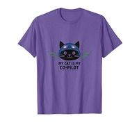 Mi Gato es mi copiloto: Aviator Kitty Adventure Camiseta, Hombre, Morado Jaspeado, XL