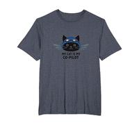 Mi Gato es mi copiloto: Aviator Kitty Adventure Camiseta, Hombre Tallas Grandes, Azul Jaspeado, 2X Alto
