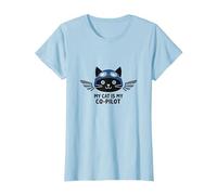 Mi Gato es mi copiloto: Aviator Kitty Adventure Camiseta, Mujer, Azul Bebé, XXL